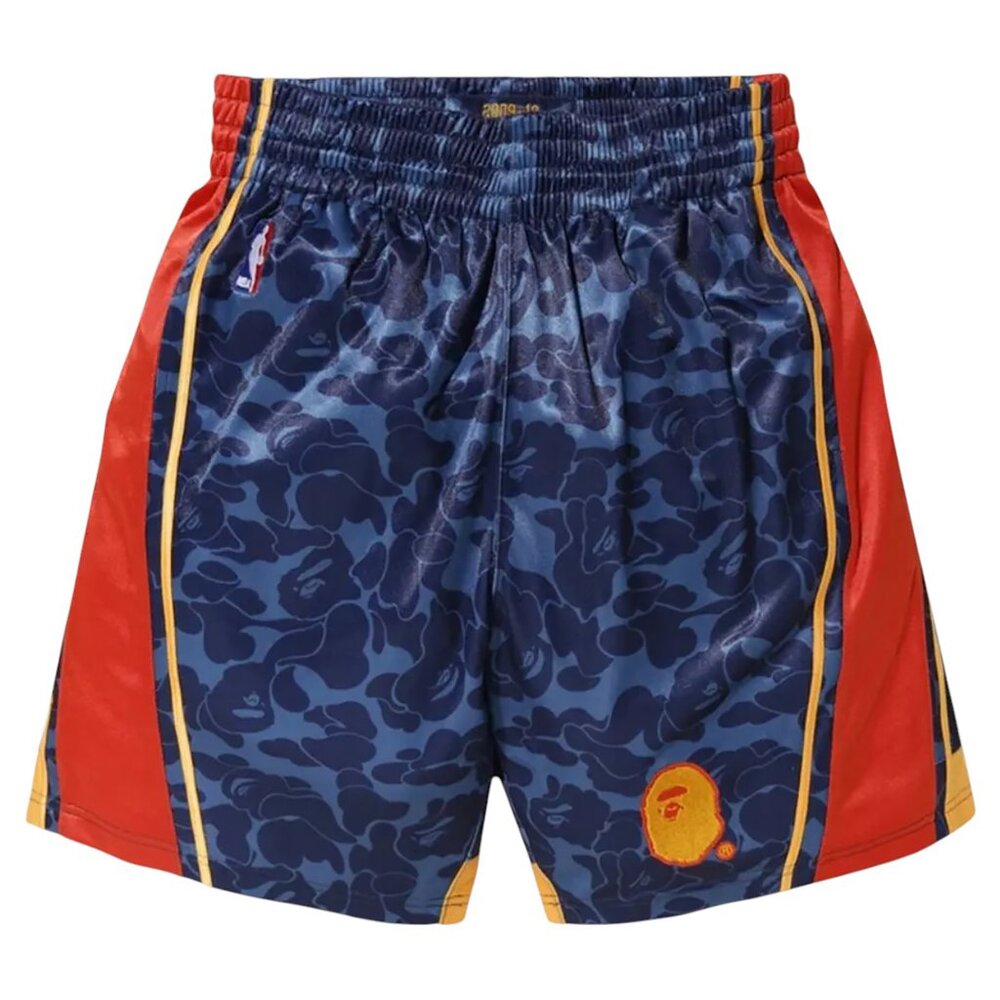 BAPE x Mitchell & Ness Warriors ABC Basketball Authentic Shorts Navy